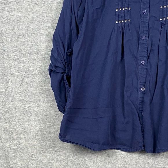 St. Johns Bay Womens Blue Button Long Sleeve V Neck Decorative Button Down XL - Picture 5 of 11